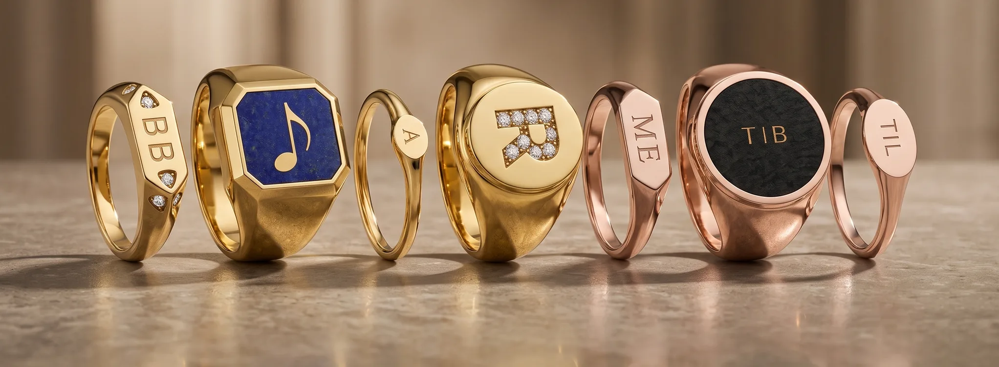 RAUSCHMAYER design-your-own signet rings for men and women, with engraving and stone inlay